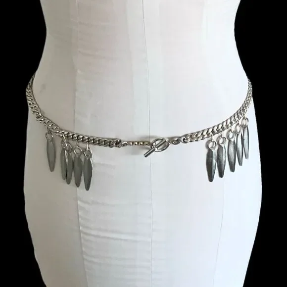 YSL silver chain link belt leaf design - Picture 2 of 14